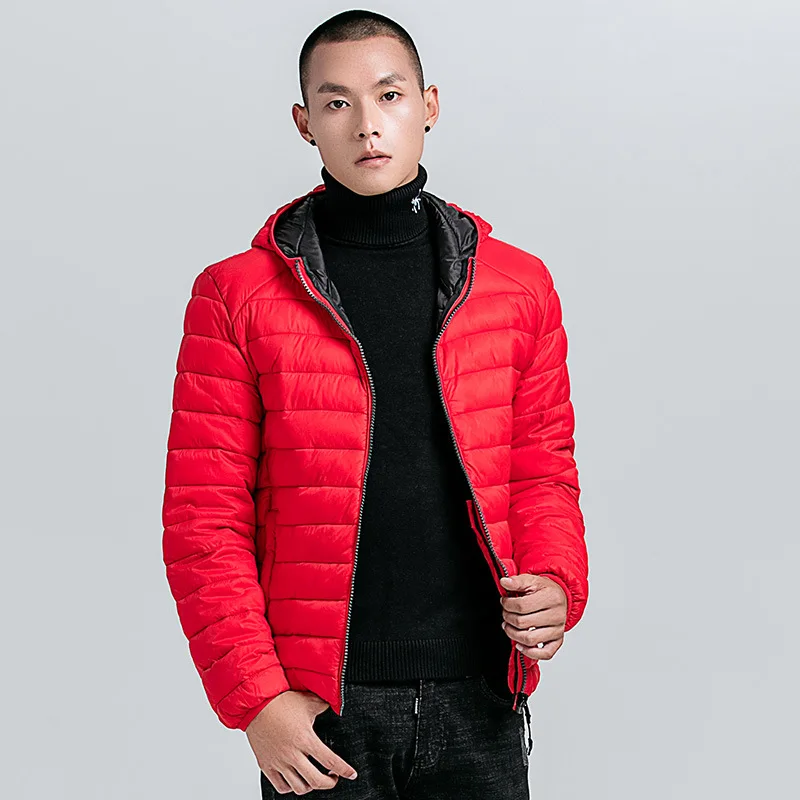 Мужская куртка с капюшоном однотонная Повседневная парка хлопковой подкладкой