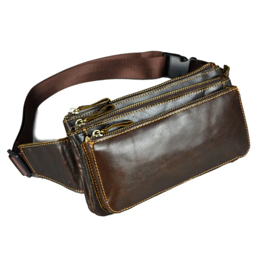

Men Oil Wax Leather Cowhide Vintage Travel Cell/Mobile Phone Hip Bum Belt Pouch Fanny Pack Waist Purse Bag