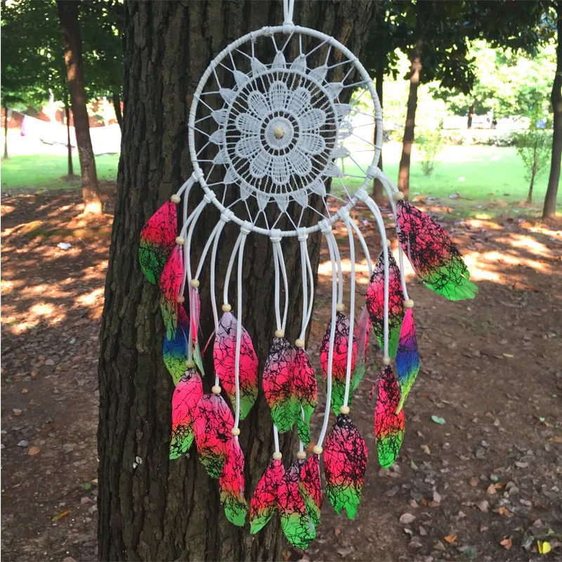 

15*42CM Dream Catcher Home Decor, multicolor Feather Dreamcatcher Wind Chimes Indian Style Mascot Car or Wall hanging Decoration