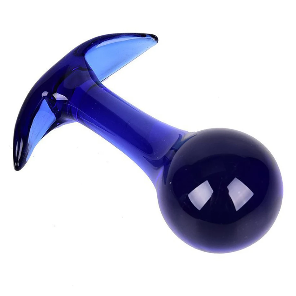 Анальная пробка camaTech Pyrex с голубыми кристаллами расширитель простаты массажер