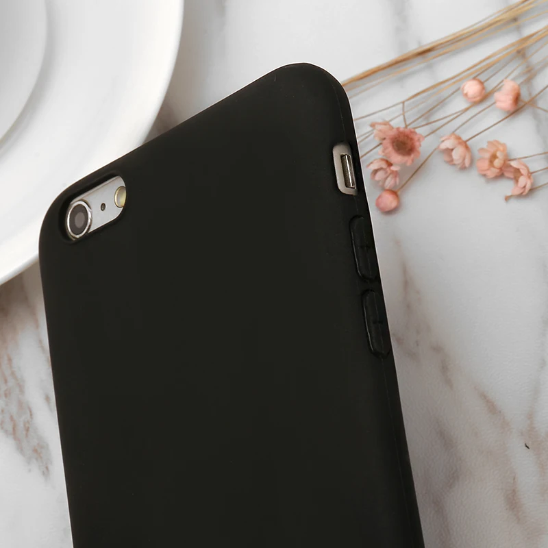Simple candy Black Phone Case For Iphone X XS Max XR 8 7 6 6S Plus 5 5s Se Matte Full Soft Cover Cases Sheer Bags |