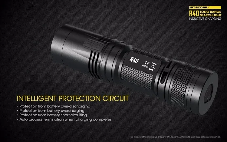 NITECORE R40 флэш-светильник 1000 люмен XP-L HI светодиодный белый светильник с перезаряжаемой батареей наружная поисковая ручная лампа