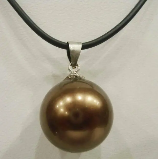 

Beautiful 16mm Brown shell Pearl Pendant Necklace 17"