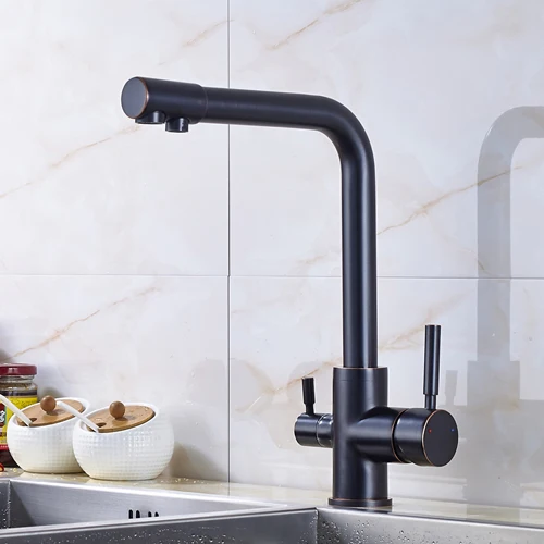 Black Bronze Хромированный фильтр для кухонных смесителей на бортике смеситель с вращением на 360 градусов с функцией очистки воды Смеситель кран для кухни - Цвет: Black Bronze