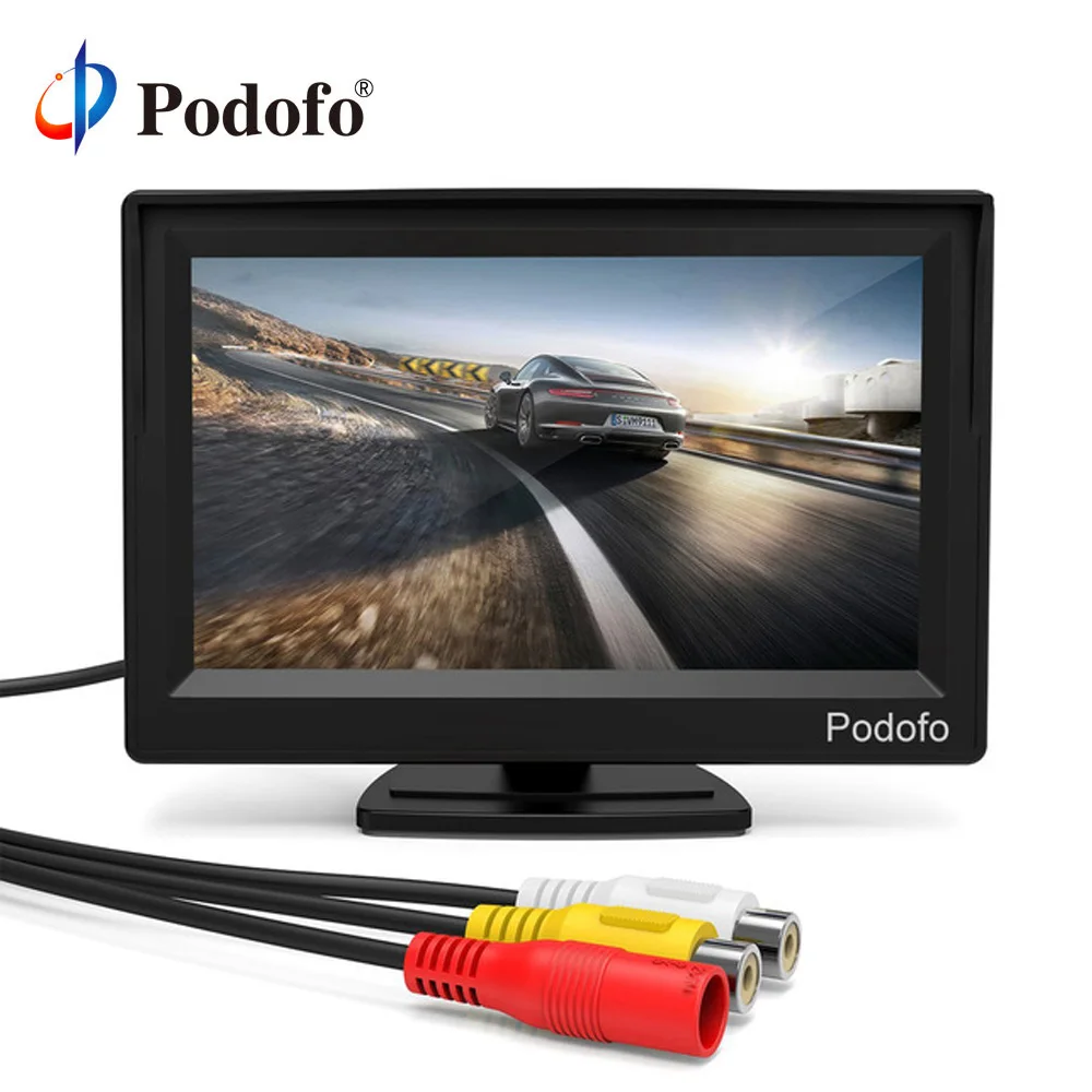 ЖК монитор Podofo 5 дюймов TFT цветной экран 2 видеовхода кронштейна для камеры