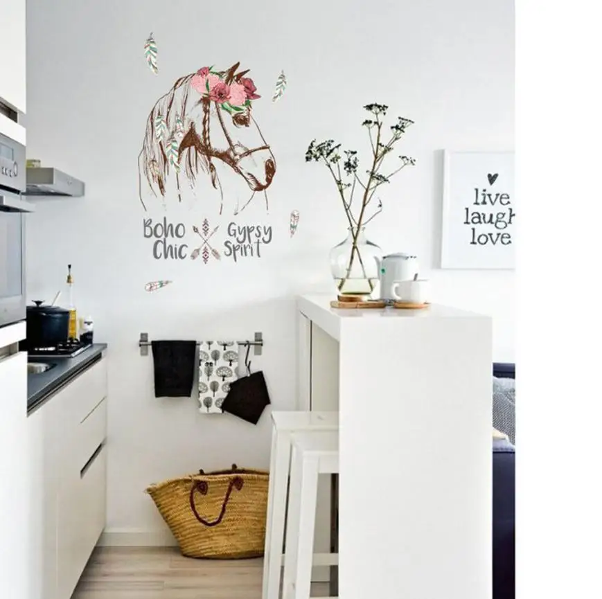 Наклейки на стену в виде головы лошади наклейки для детской комнаты домашний