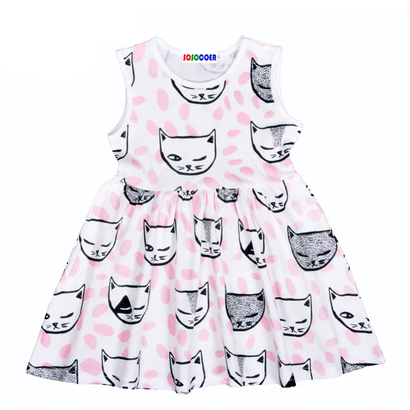 New Summer Style Baby Girl Clothing Dresses Cartoon Cat Kids Princess Dress Brand Toddler Party Wedding Clothes | Детская одежда и