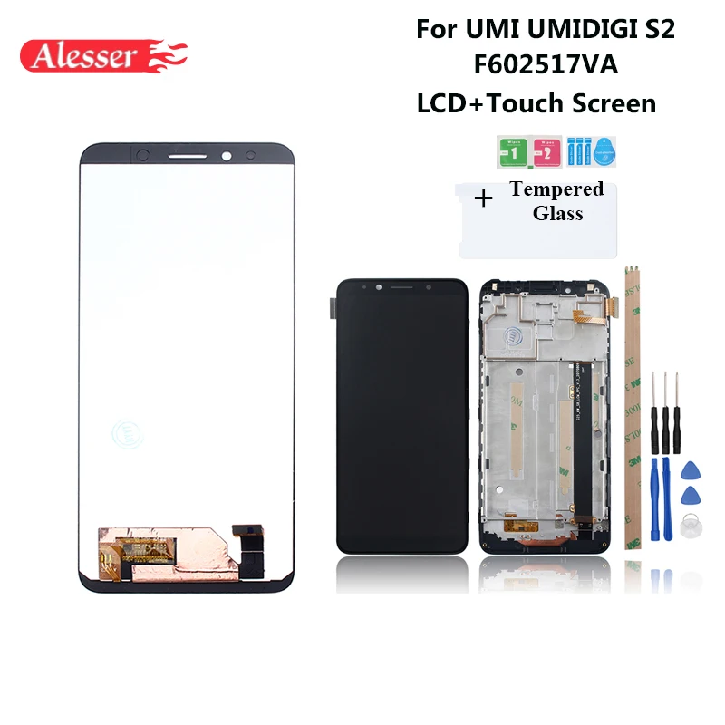 Alesser для UMI UMIDIGI S2 F602517VA ЖК дисплей и сенсорный экран с рамкой запасные части 6 0