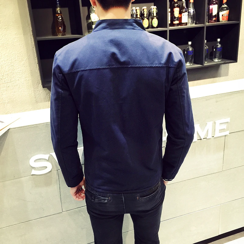 

New Nice Fashion Brand Khaki Jacket Men Stand Collar Autumn Mens Clothes Casual Slim Fit Coat Male Plus Size M-5XL Jackets Homme