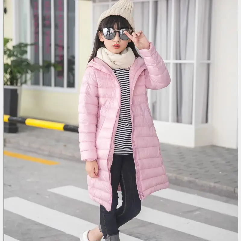 Зимняя пуховая Jackets5 14Y для девочек длинная Детская куртка с капюшоном теплая