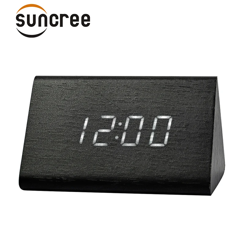 Suncree Новый треугольный ночник светящийся светодиодный деревянный цифровые часы