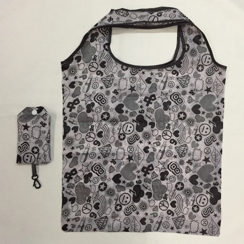 Для женщин портативный нейлон складная сумка для покупок эко плечевая с принтом