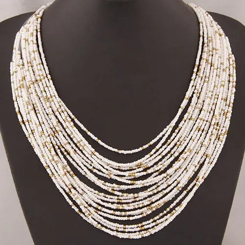 Multilayer Necklace Bohemia Ethnic Beads Choker Fashion Jewelry Women Casual Sweater Chain choker Accessories | Украшения и