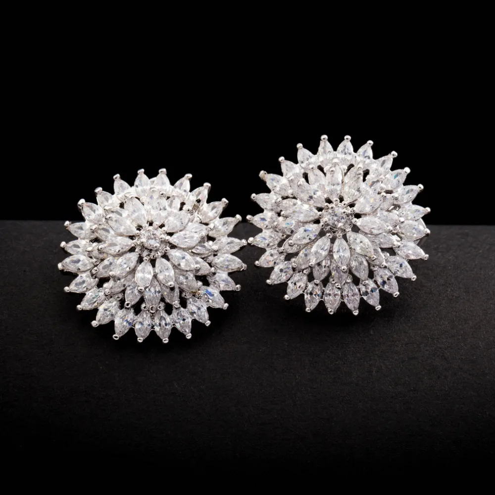 Luxury AAA Cubic Zirconia Elegant Stud Earrings for Women Wedding Engagement Classic Stone fashion jewelry Wholesale | Украшения и