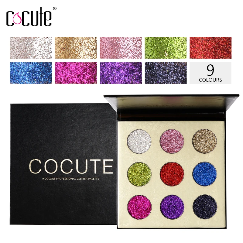 Cocute 9 оттенков блестящие тени для век Палитра Шиммер радужные Косметика