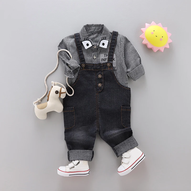 IENENS Fashion Autumn Children's Kids Boys Cotton Shirt + Jeans Clothing Outfits Sets Baby Boy Clothes Suits Denim Outfit | Детская