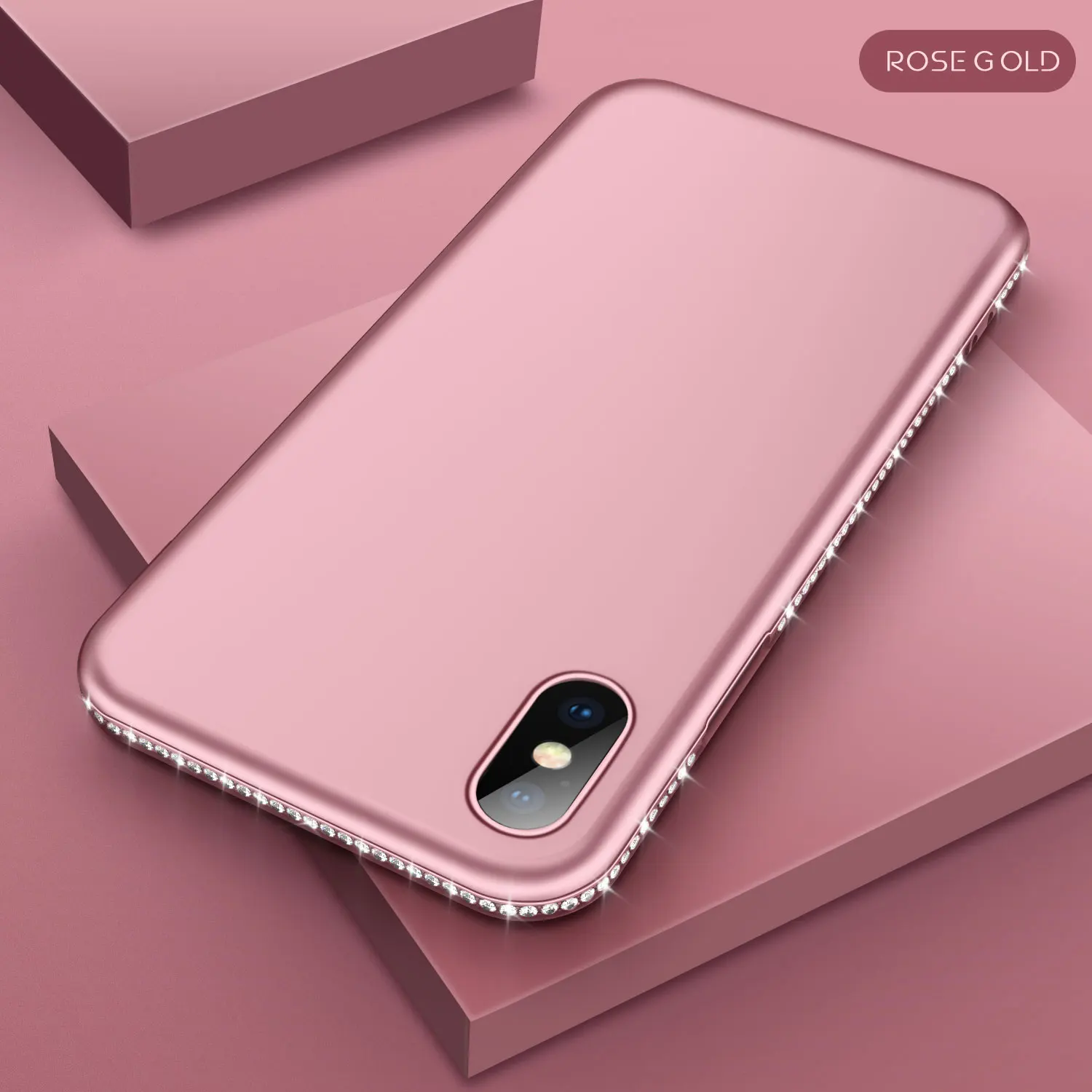 Силиконовый чехол со стразами для iPhone X 5 7 8 6 6S Plus 7Plus 8Plus Блестящий Мягкий матовый