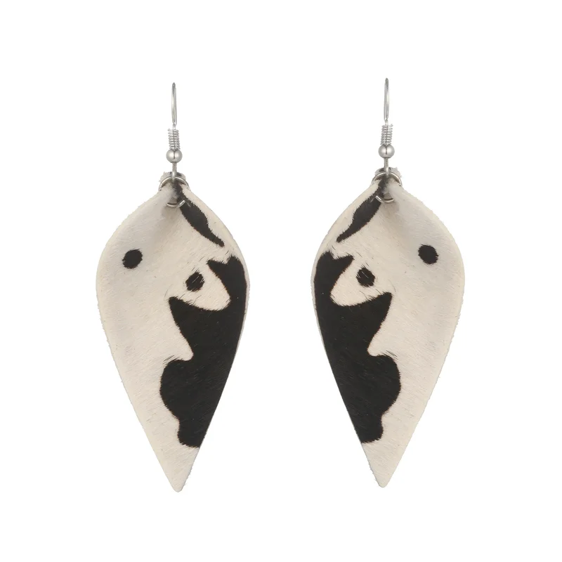 Женские кожаные серьги в виде листьев ручной работы винтажные массивные с