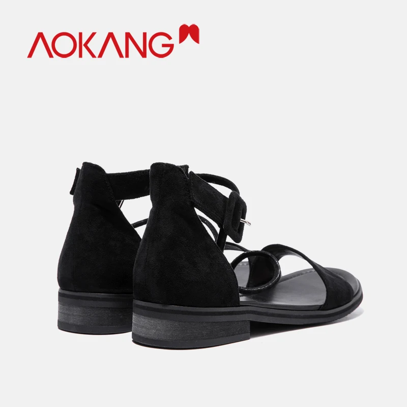 AOKANG Shoes Woman Sandals Summer Ankle Strap Open Toe Platform Wedge riband Gladiator Zipper Rome Women | Обувь