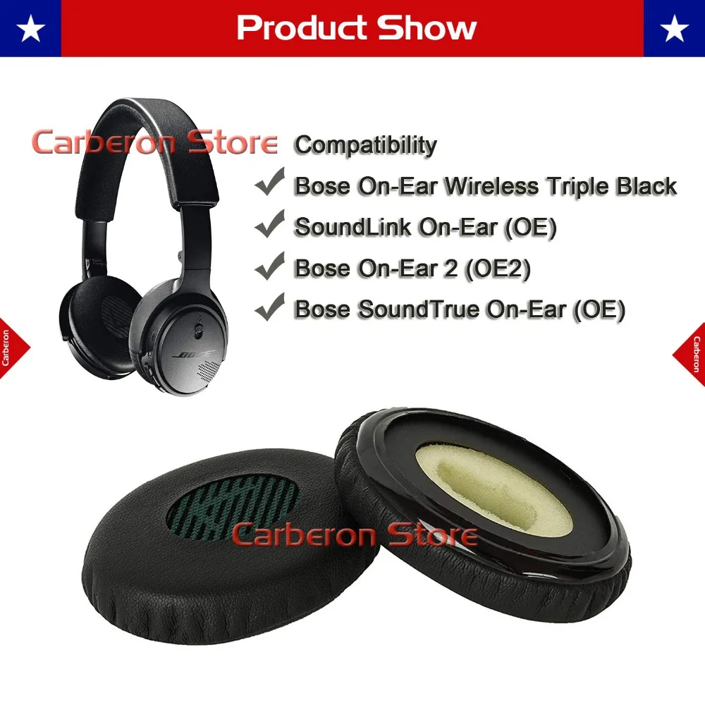 Carberon Замена амбушюры для Bose On-Ear беспроводной тройной/SoundTrue On-Ear(OE)/On-Ear 2(OE2) наушники(серый LR
