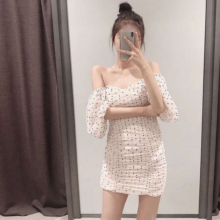 2019 Новое Женское платье в горошек для женщин офисное Мини Короткое винтажное