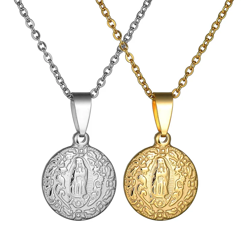 

Stainless Steel Virgin Mary Necklace Pendant Christmas Gift Christlicher Women Christian Jewelry