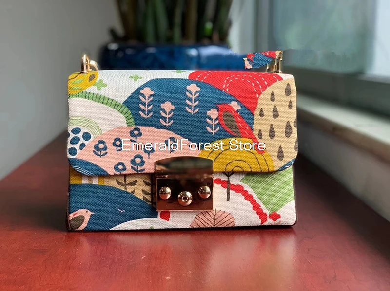 Плотная хлопковая ткань скандинавские ветровые холмы с принтом птицы ручная