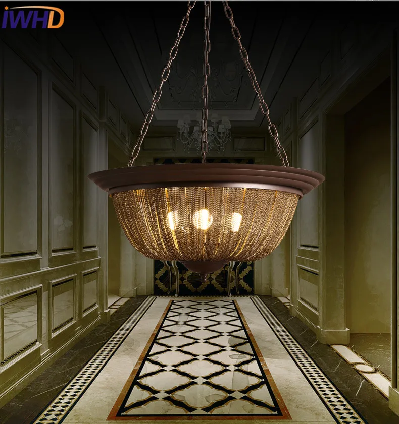 

IWHD Iron Vintage Retro Industrial LED Pendant Light Fixtures Loft Style Living Room Hanging Lamp Stair Luminaire Suspension