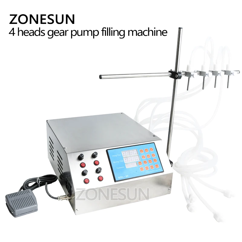 ZONESUN полуавтоматическая разливочная машина с 4 насадками для сока соевое масло