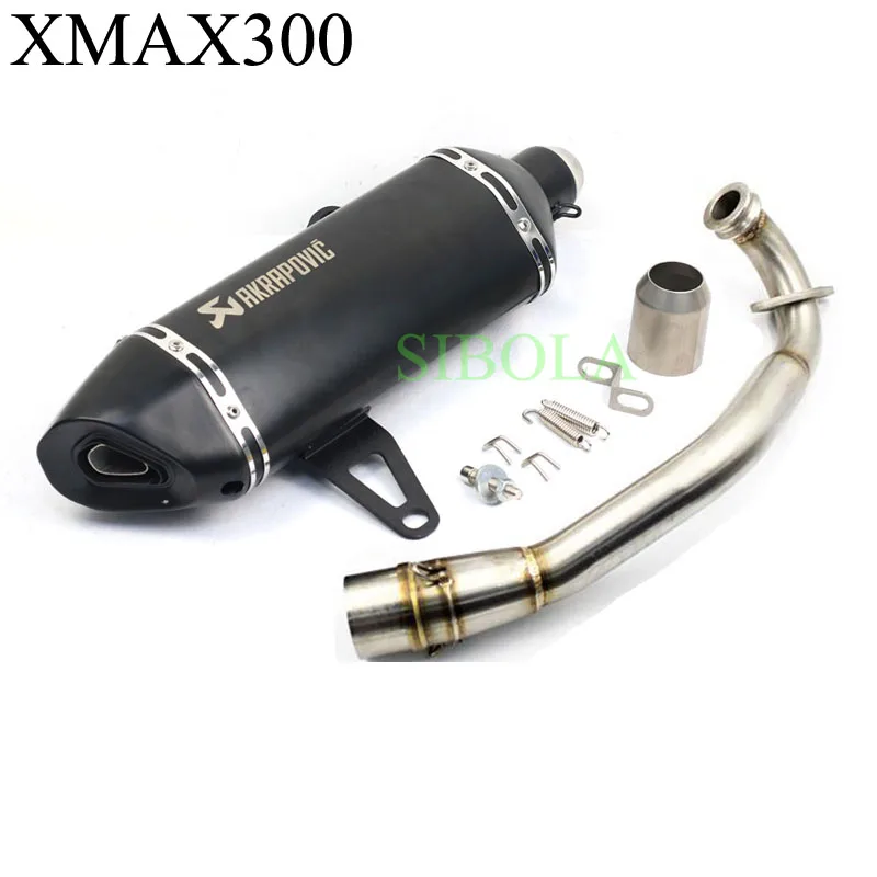 XMAX250 XMAX300 Мотоцикл выхлопная труба akrapovic Slip-on для Yamaha X MAX 250 XMAX 300 средняя звеньевая труба полная система сталь - Цвет: full systems