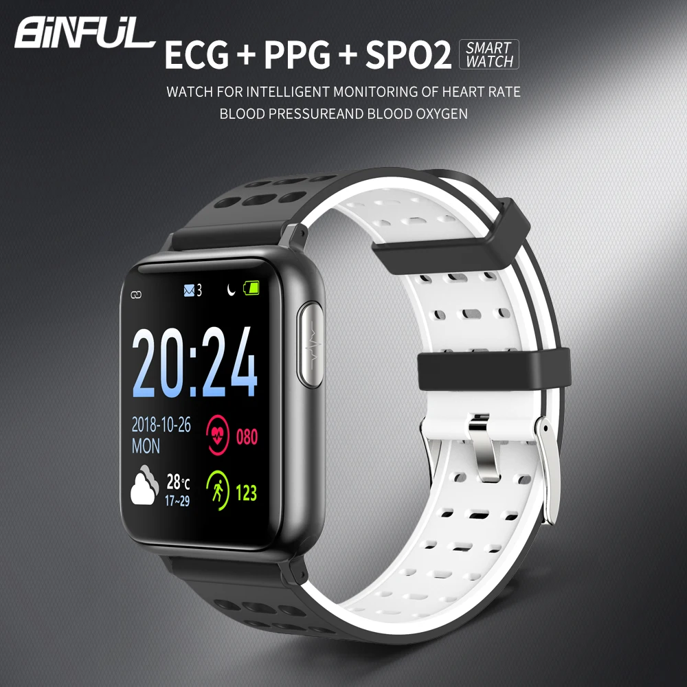 V5 смарт браслет с пульсометром кровяным давлением SPO2 PPG ECG водонепроницаемый