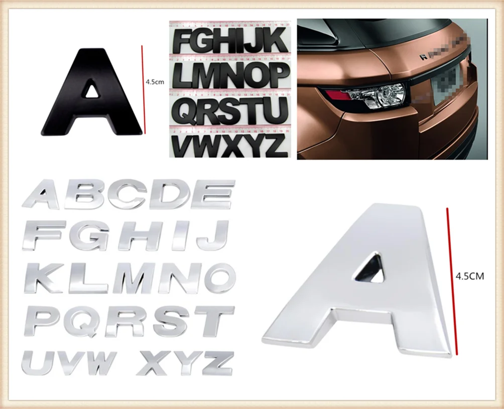4.5CM large size car metal alphanumeric English decorative stickers for Toyota VIOS LAND CRUISER PRADO COASTER highlander | Автомобили и