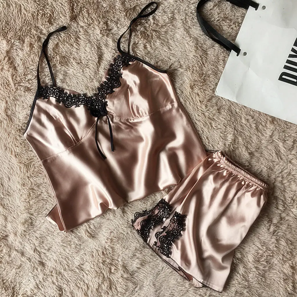 2019 2 шт. Женская однотонная Пижама с V образным вырезом|Комплекты пижам| |