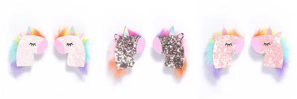 mixed hair clips 10 шт./лот, волшебная блестящая повязка на голову с единорогом, Радужный цвет, мультяшное животное, лошадь, жесткая повязка на голову, пушистая анимация, заколка для волос - Цвет: mixed hair clips
