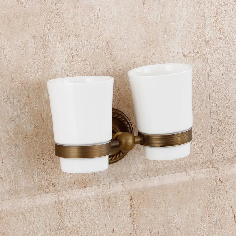 Европейский Стакан Стойки Керамические Чашки Античная Медь Изысканный Двойной