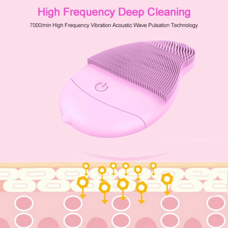 Массажная Мини электрическая щетка для чистки лица силиконовая перезаряжаемая