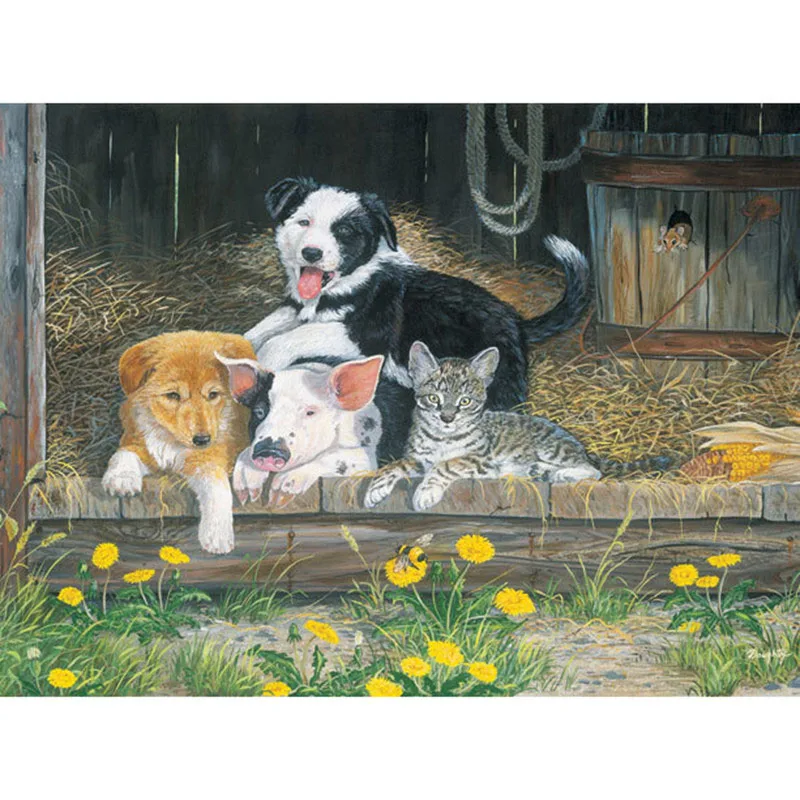 mosaic pictures chinese embroidery daimond painting animals diamond A group of animal friends WZ | Дом и сад
