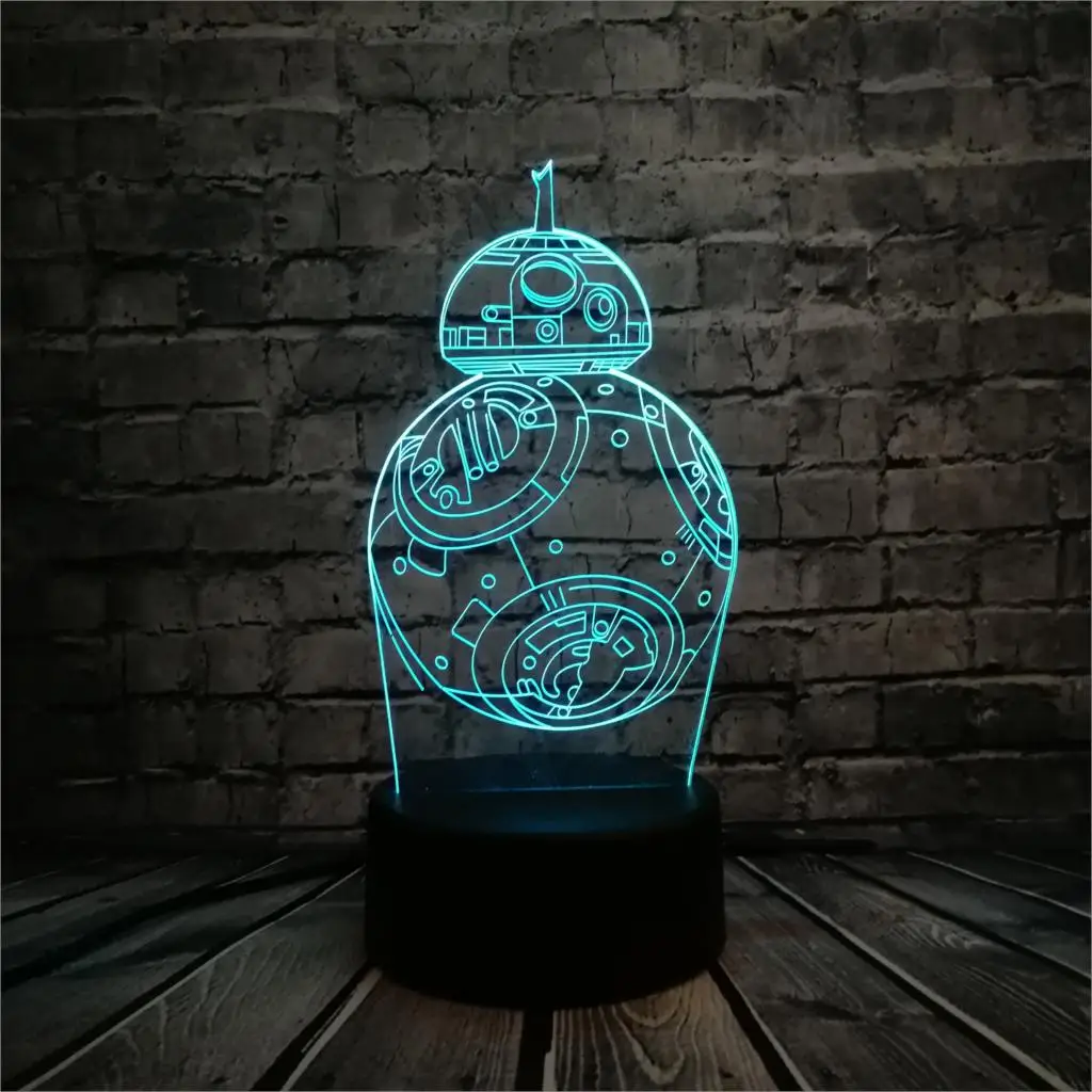 Kawaii мультфильм фильм BB-8 Звездные войны Робот фигурка 3D светодиодный светильник многоцветный светильник ing Ball Декор Детская игрушка ночной Светильник многоцветная лампочка