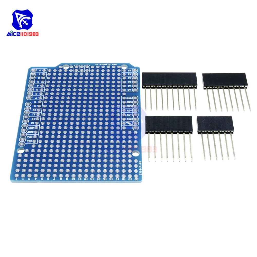 Прототип печатной платы для Arduino UNO R3 ATMEGA328P щит макетная плата Protoshield DIY FR-4 2,54 мм 2 мм шаг отверстие один