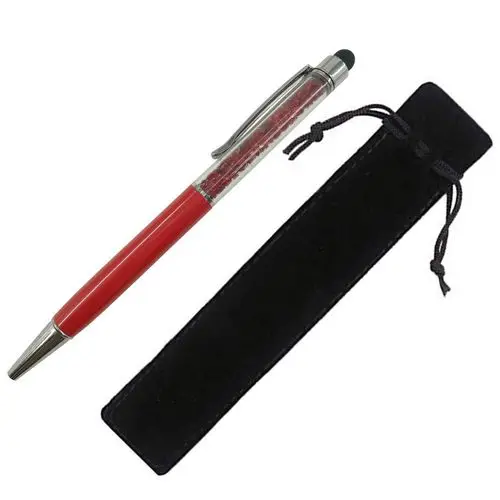 Red with bag 50 шт. Персонализированные Свадебные сувениры Ограненный Кристалл бриллиант шариковая ручка ручки сенсорная ручка заказной рекламный подарок - Цвет: Red with bag