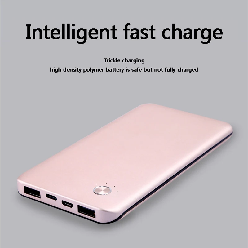 Внешний аккумулятор 10000mAhultra thin metal mobile Power dual USB сокровище зарядка для мобильного