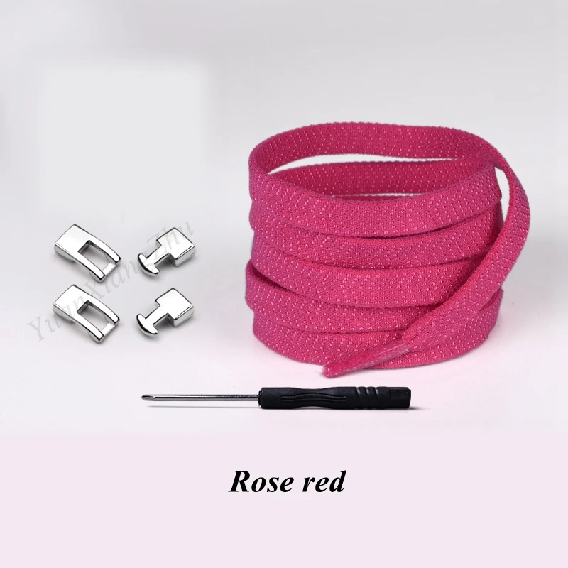 Rose red Новые эластичные шнурки с перекрестной пряжкой для детей и взрослых унисекс кроссовки 1 секунда шнурки быстро не завязываются шнурки ленивые шнурки - Color: Rose red