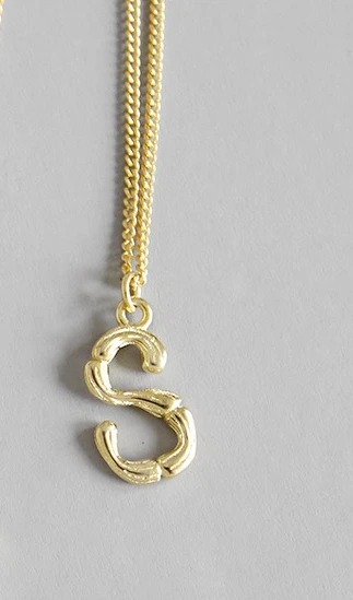 S necklace LouLeur, серебро 925 пробы, винтажное ожерелье с подвеской в виде буквы А м S, Золотое простое темпераментное ожерелье для женщин, праздничные украшения - Цвет камня: S necklace