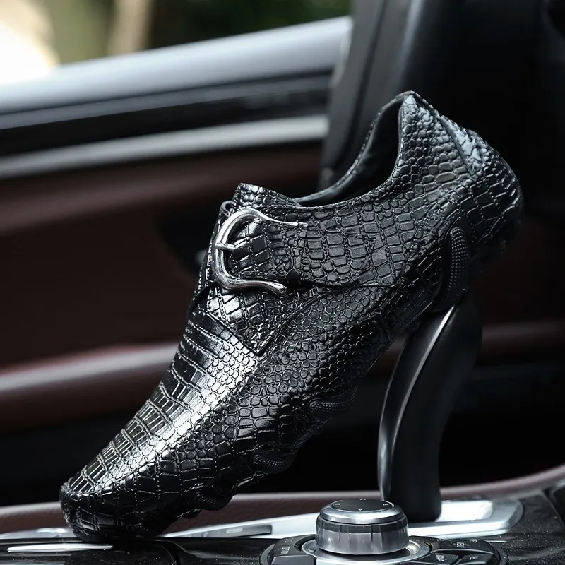 Men Casual Shoes Genuine Leather Driving Crocodile Texture Men's Flats Brand Loafers Spring and Autumn Plus Size | Обувь