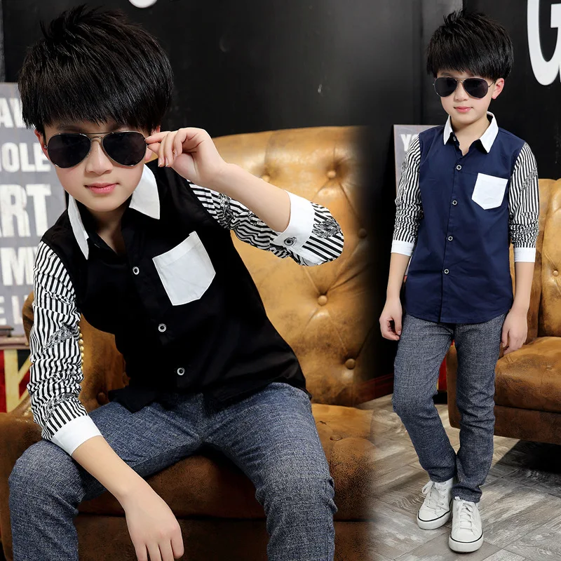 Boys Shirts Autumn New Style Children Clothing Long Sleeve Kids Clothes Fashion Brand School Casual Boy Shirt | Детская одежда и