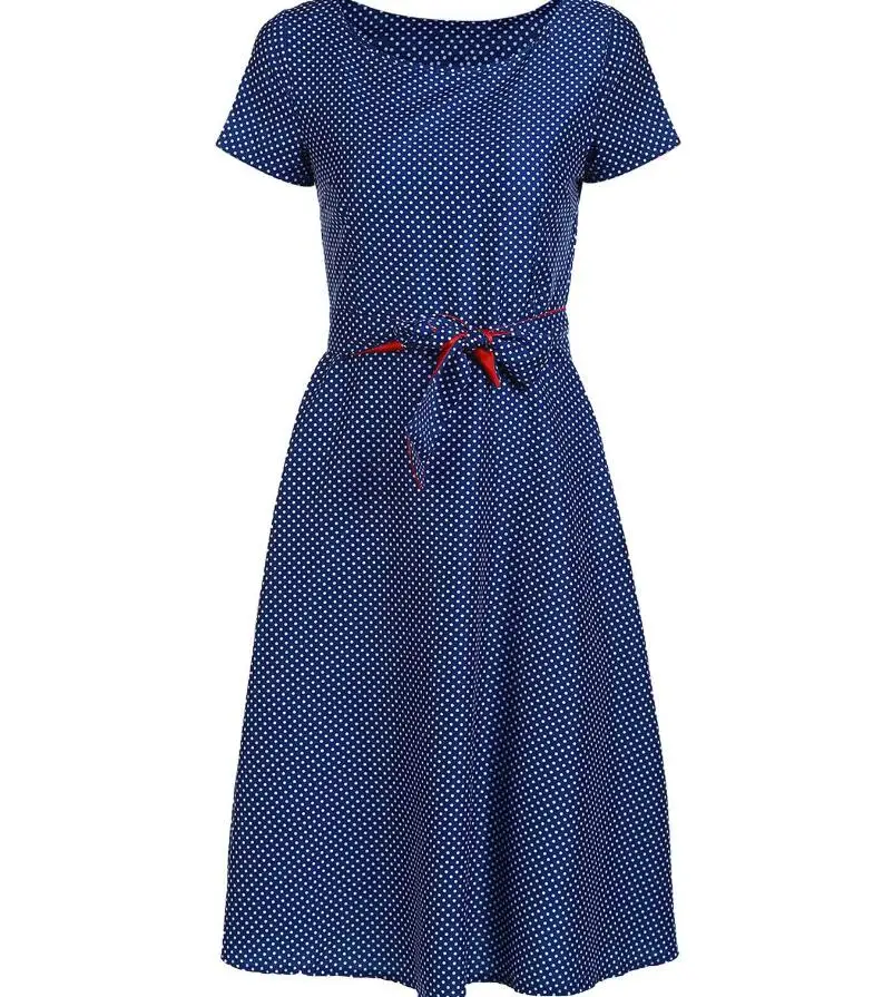 Новое платье в горошек с бантом темно синее завышенной талией|swing dress pattern|dress shirts