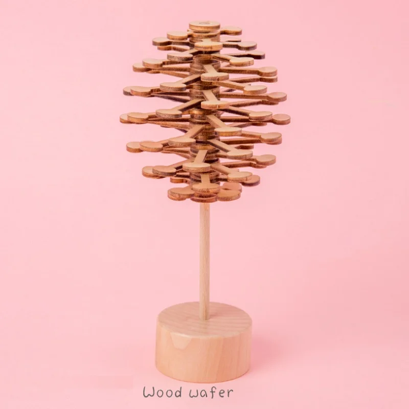 wood wafer 1 pc Деревянный поворотный рельеф спин леденец блок diy игрушки волшебная палочка снятие стресса Бар игрушка малыш взрослые домашнее украшение Вращающиеся Леденцы - Цвет: wood wafer 1 pc
