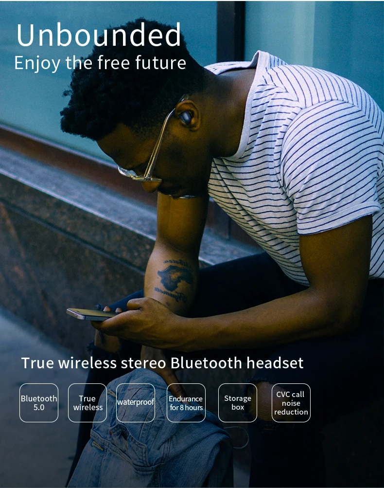 Беспроводные Мини Bluetooth наушники CBAOOO TWS 5,0 IPX5, водонепроницаемые Bluetooth наушники, спортивные басовые наушники с микрофоном для всех телефонов