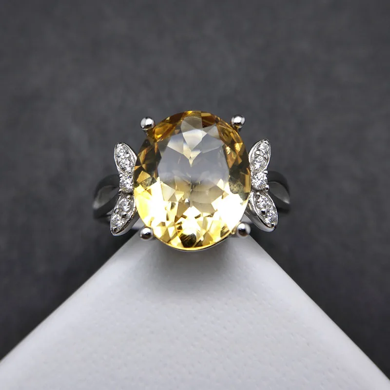 New design natural Brazil Citrine gemstone Ring solid 925 sterling silver for wommen anniversary birthday party gift with box | Украшения и
