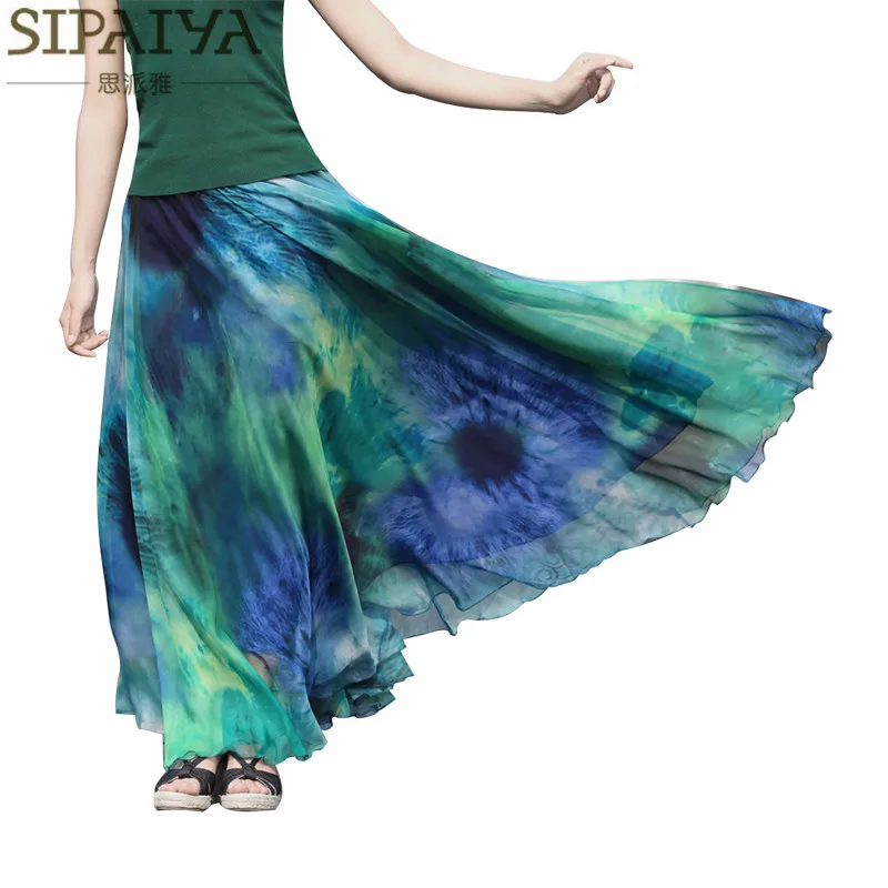 Летние длинные юбки для женщин новинка 2017 плиссированная шифоновая юбка до